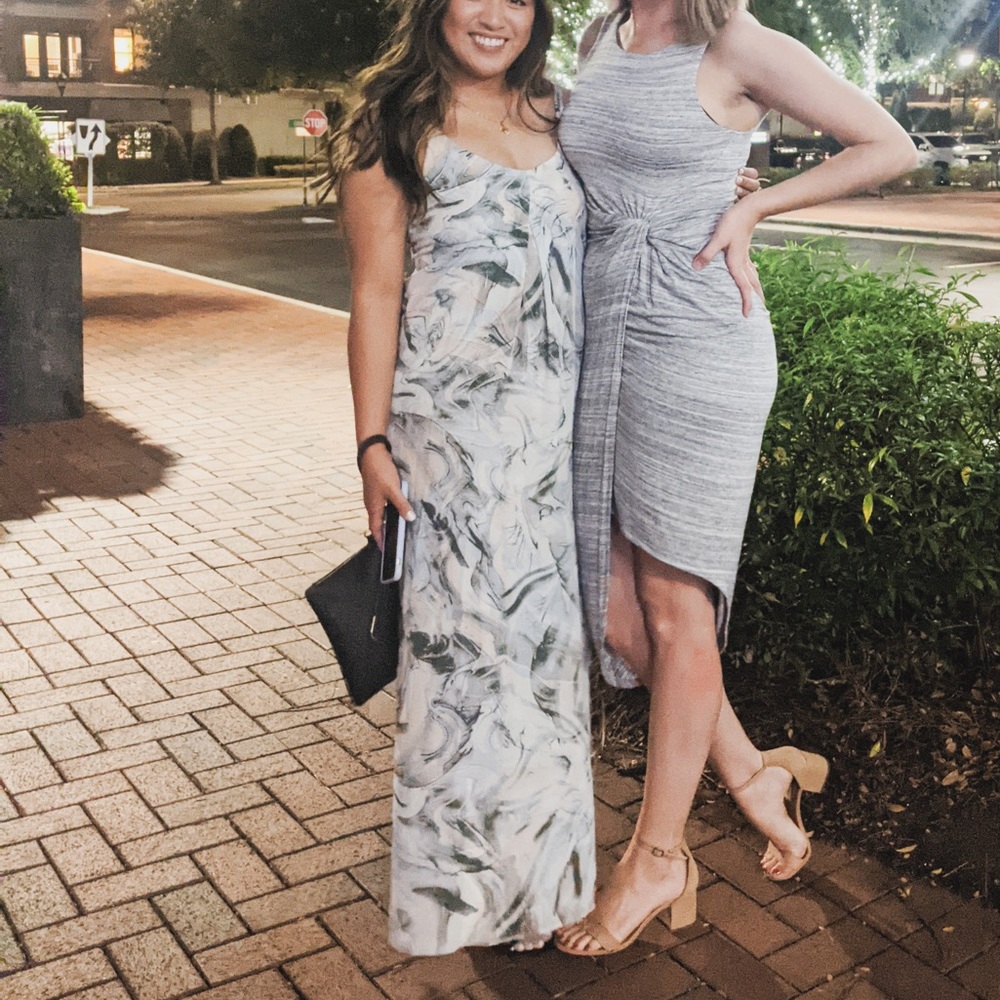 Blue and pink marble maxi dress